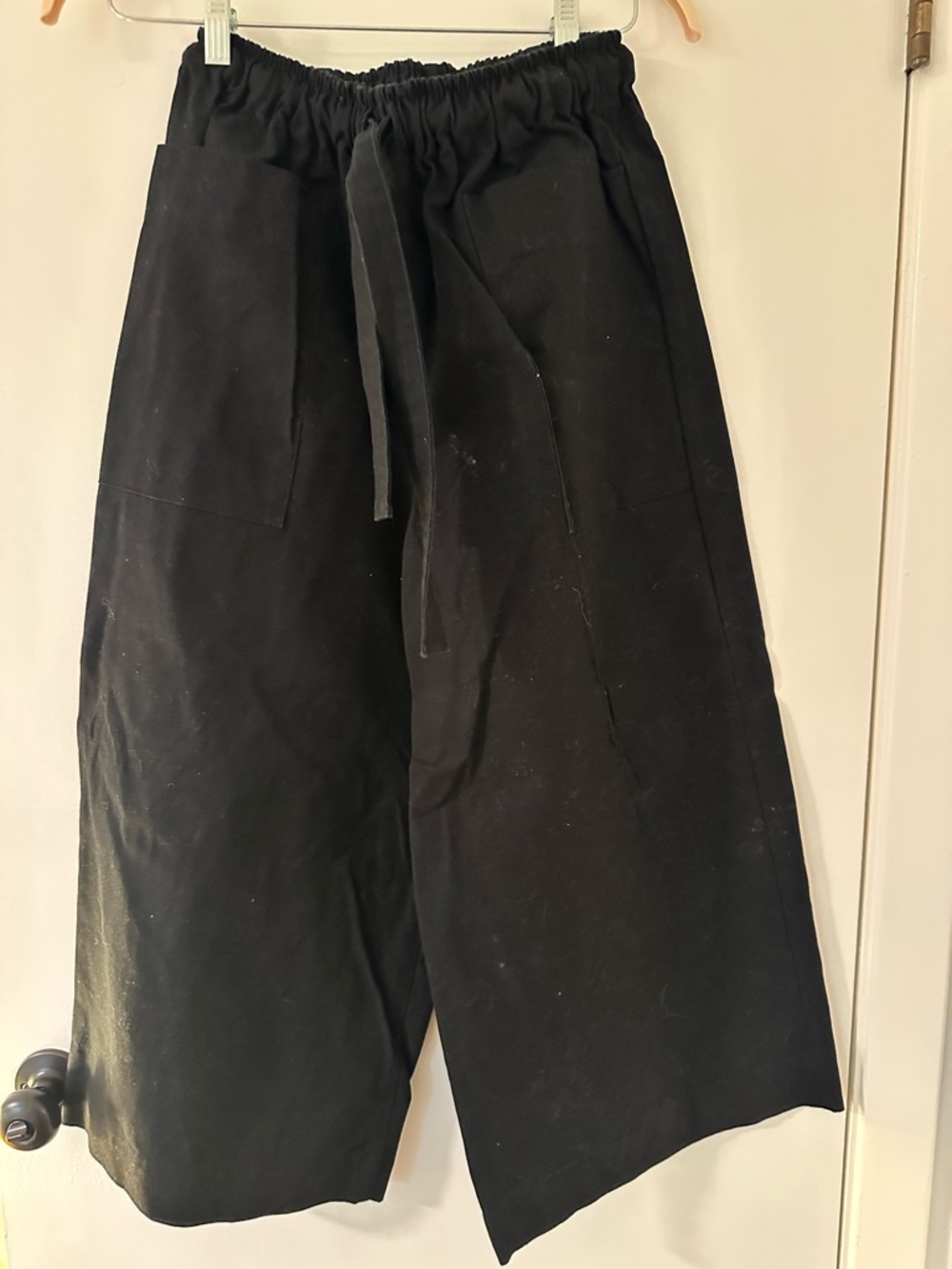 Wide Leg Drawstring Pants - Black